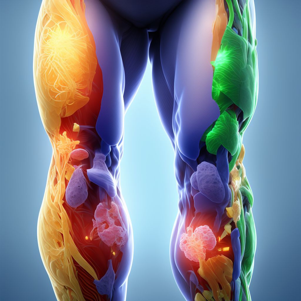 Unspecified injury of unspecified muscles, fascia and tendons at thigh level, left thigh digital illustration