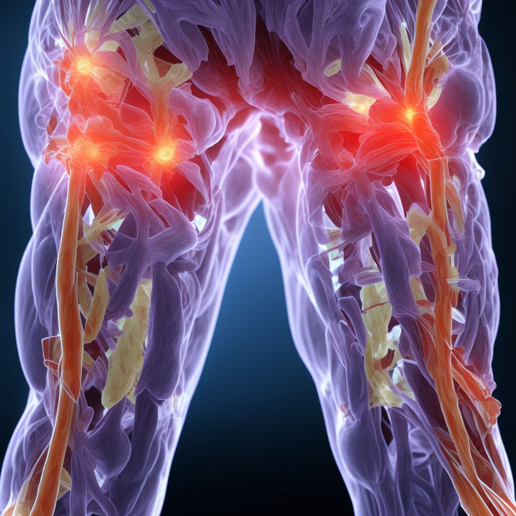 Strain of unspecified muscles, fascia and tendons at thigh level, right thigh digital illustration