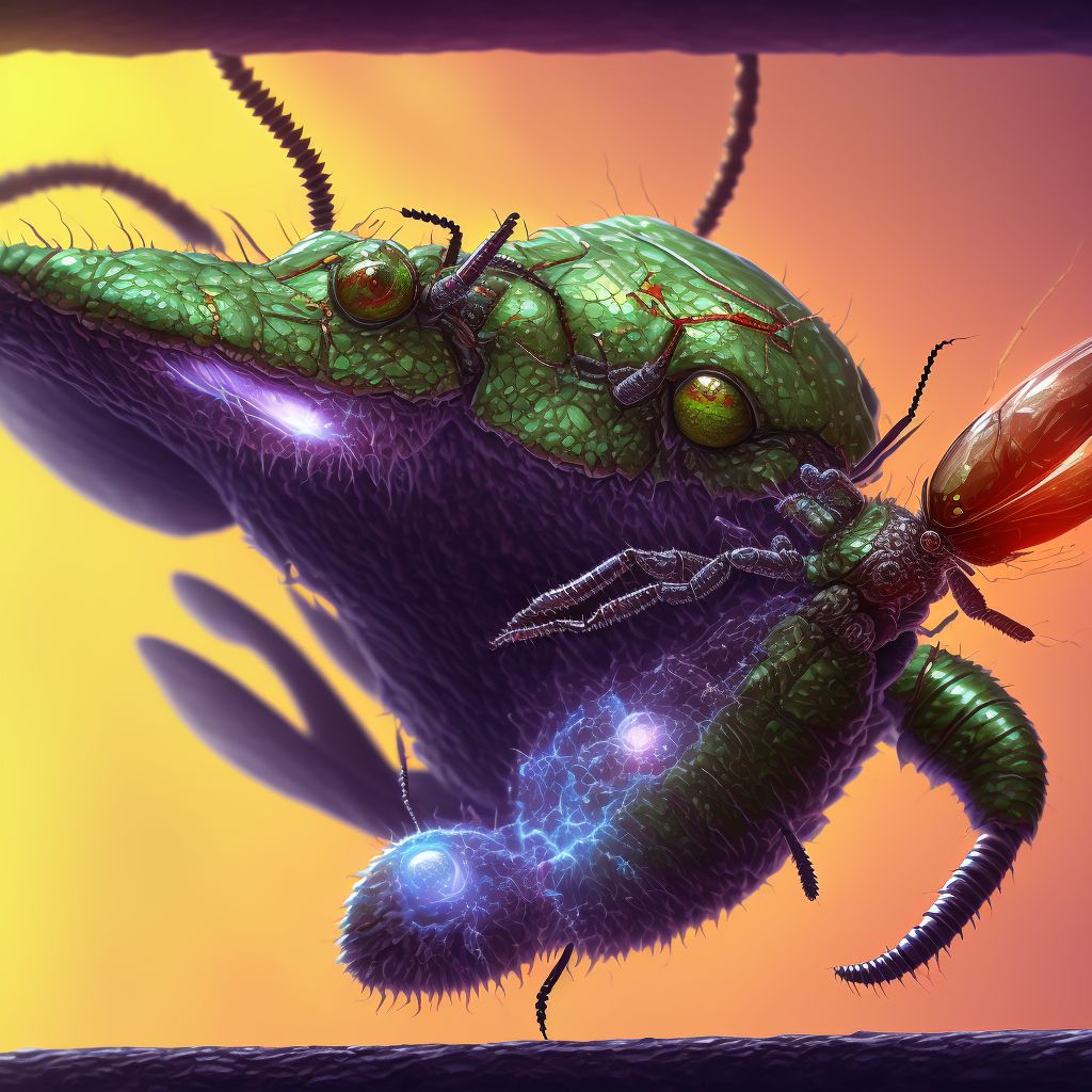 Insect bite (nonvenomous), right knee digital illustration