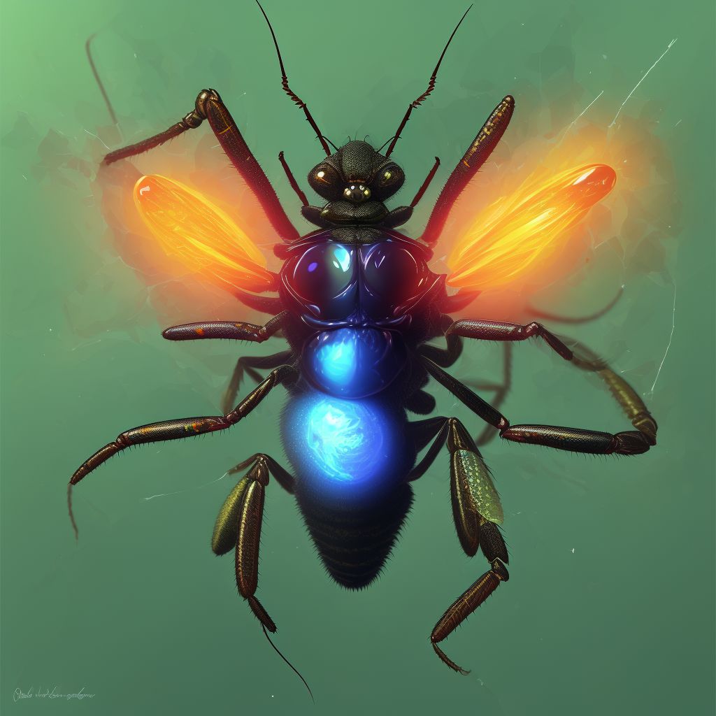 Insect bite (nonvenomous), left knee digital illustration