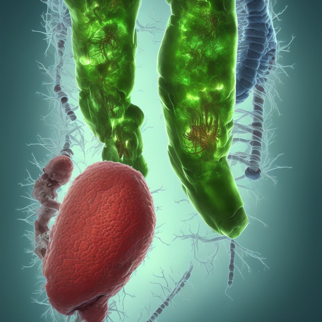 Puncture wound with foreign body, right lower leg digital illustration