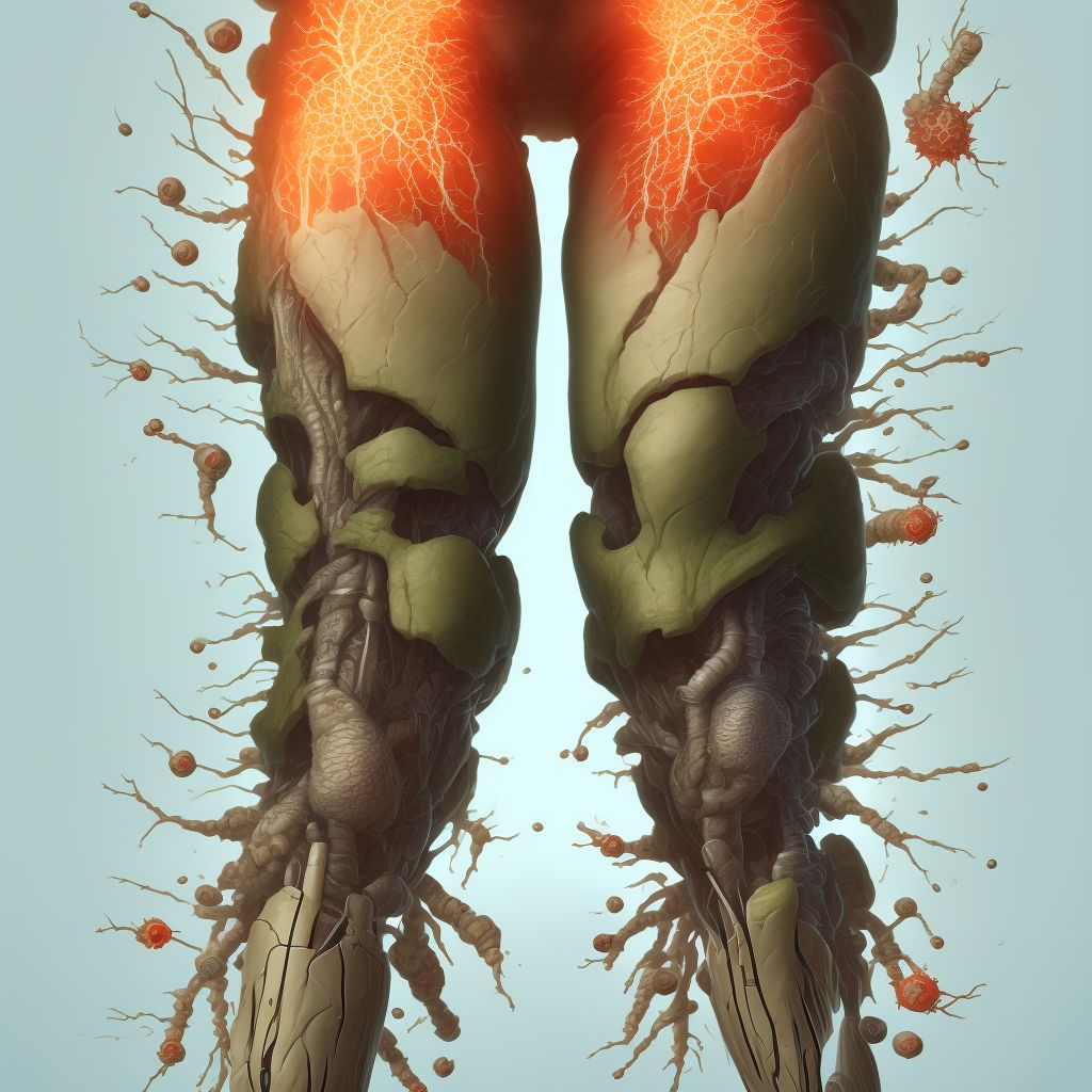 Puncture wound with foreign body, left lower leg digital illustration