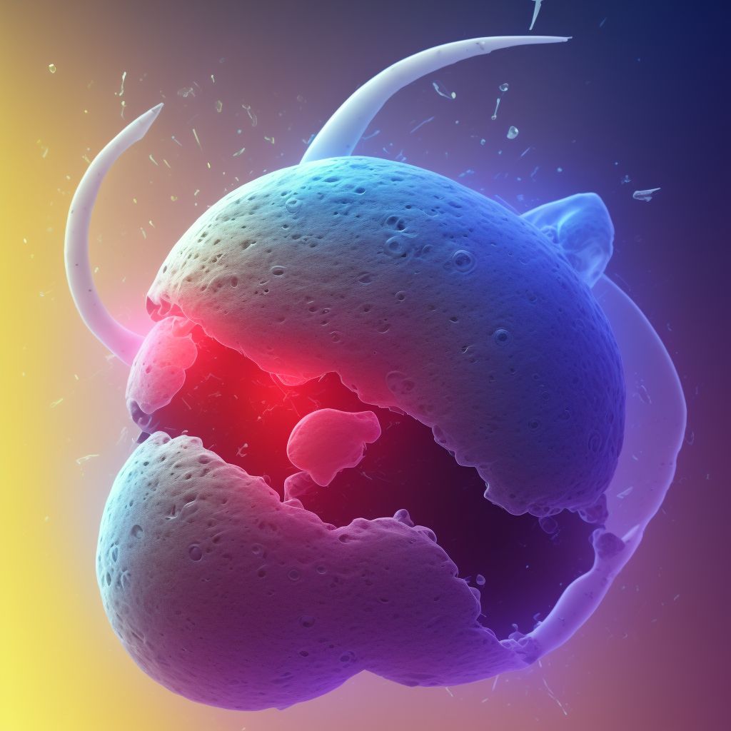 Complex tear of medial meniscus, current injury, left knee digital illustration