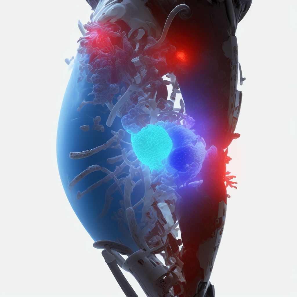 Sprain of posterior cruciate ligament of right knee digital illustration