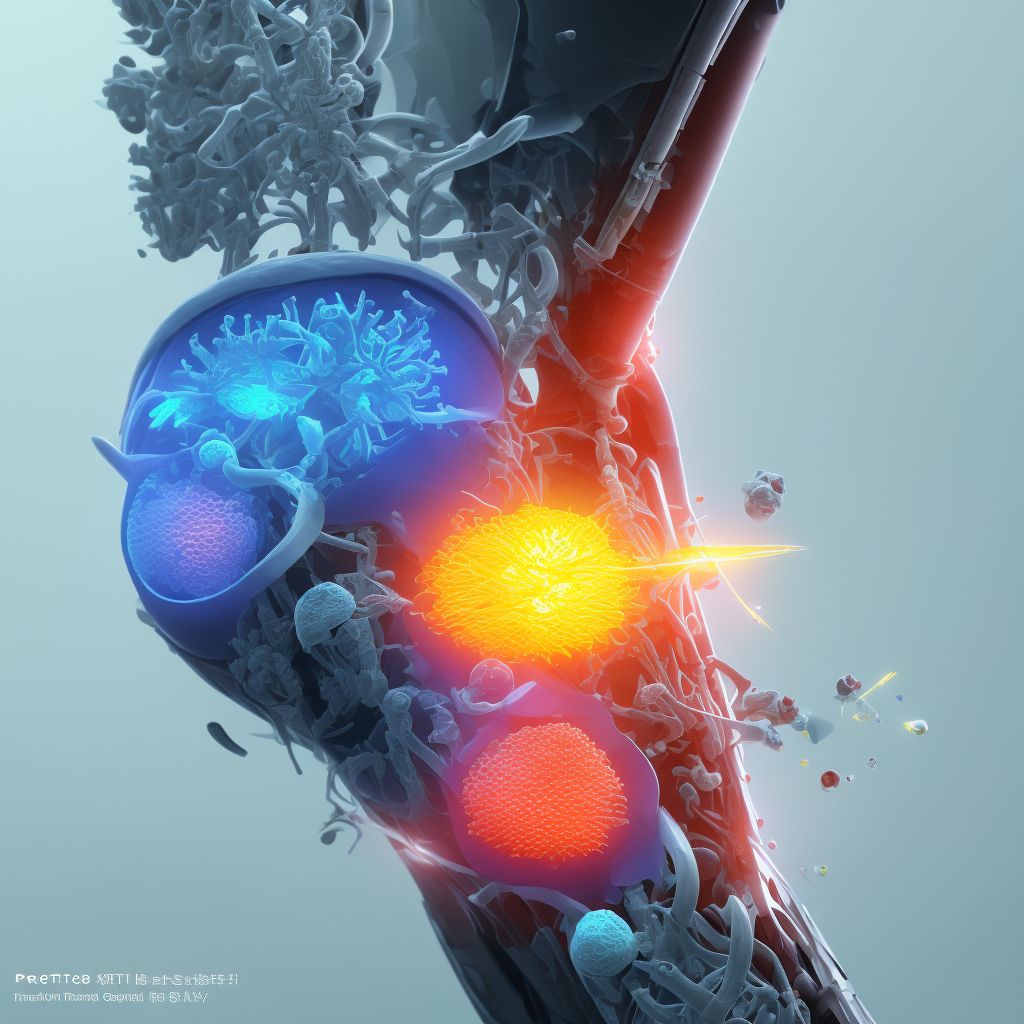 Sprain of posterior cruciate ligament of left knee digital illustration