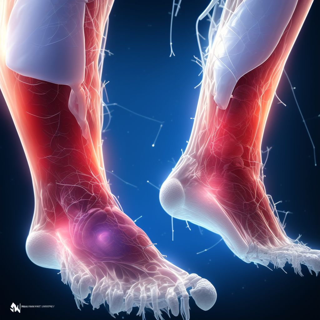 Injury of peroneal nerve at lower leg level, right leg digital illustration