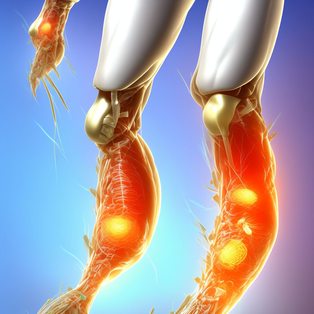 Injury of peroneal nerve at lower leg level, left leg digital illustration