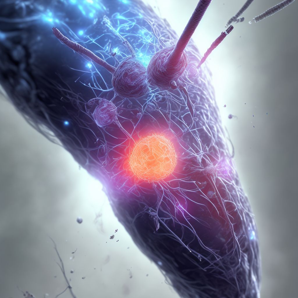 Injury of cutaneous sensory nerve at lower leg level, right leg digital illustration