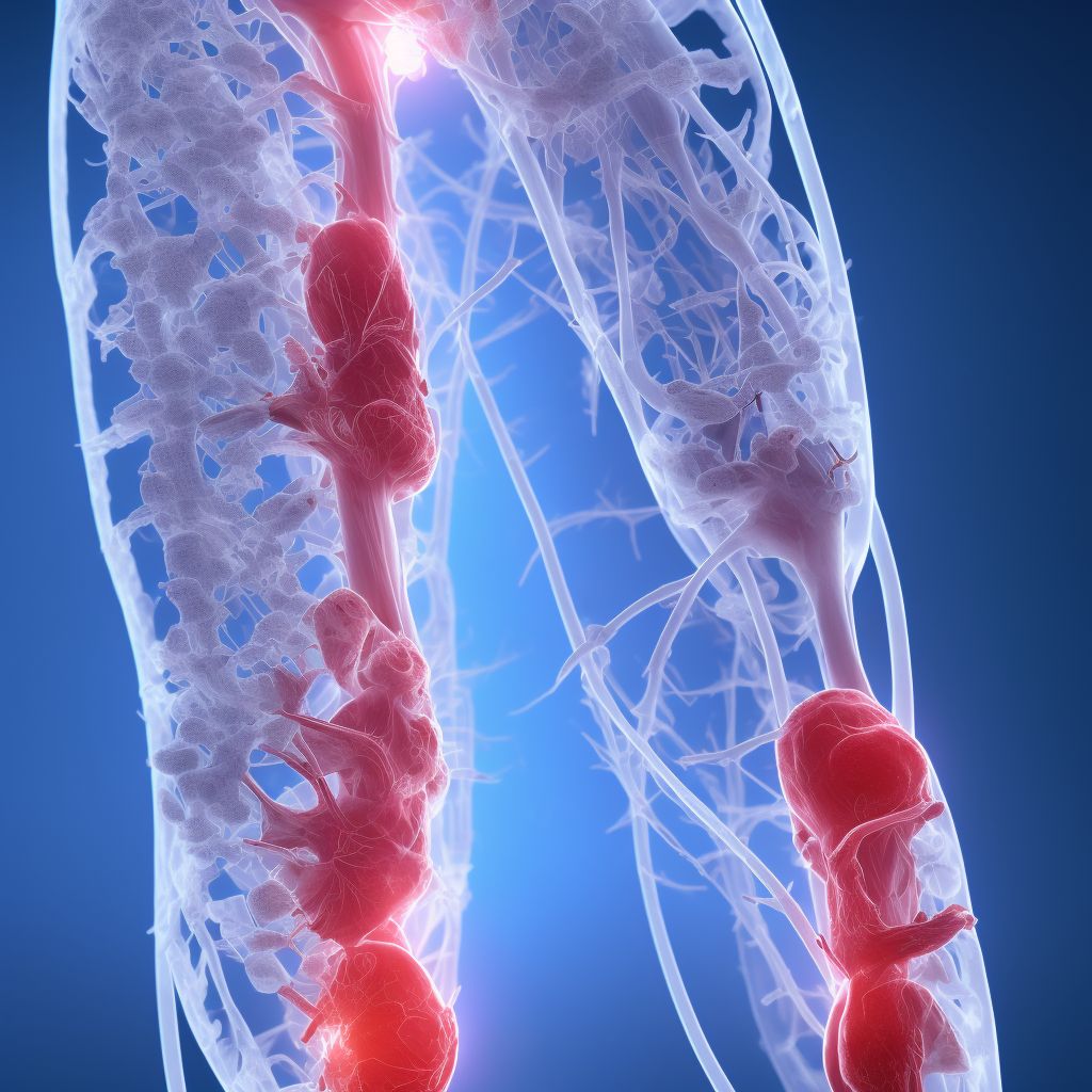 Injury of cutaneous sensory nerve at lower leg level, left leg digital illustration