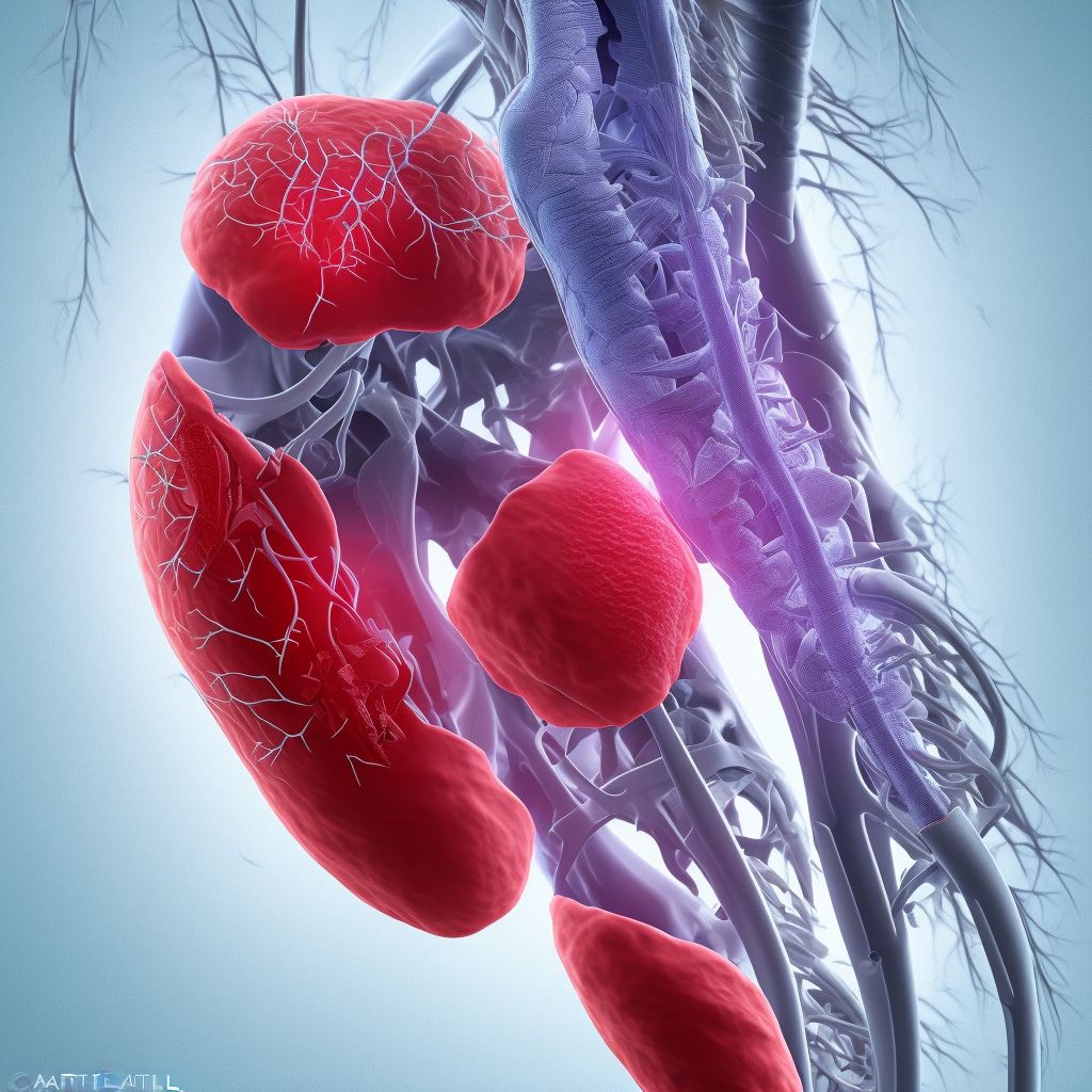 Laceration of posterior tibial artery, unspecified leg digital illustration