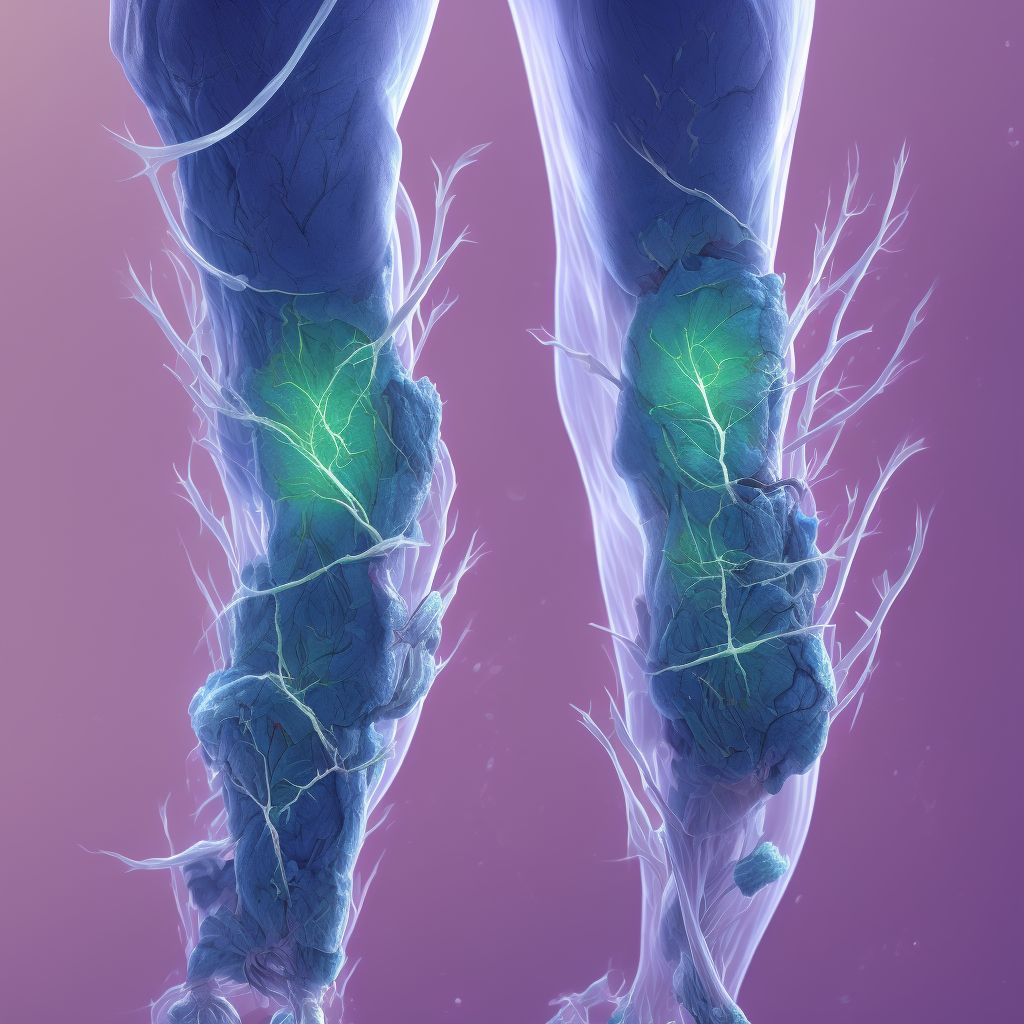 Other specified injury of lesser saphenous vein at lower leg level, right leg digital illustration