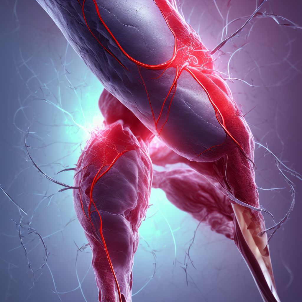 Laceration of popliteal vein, right leg digital illustration