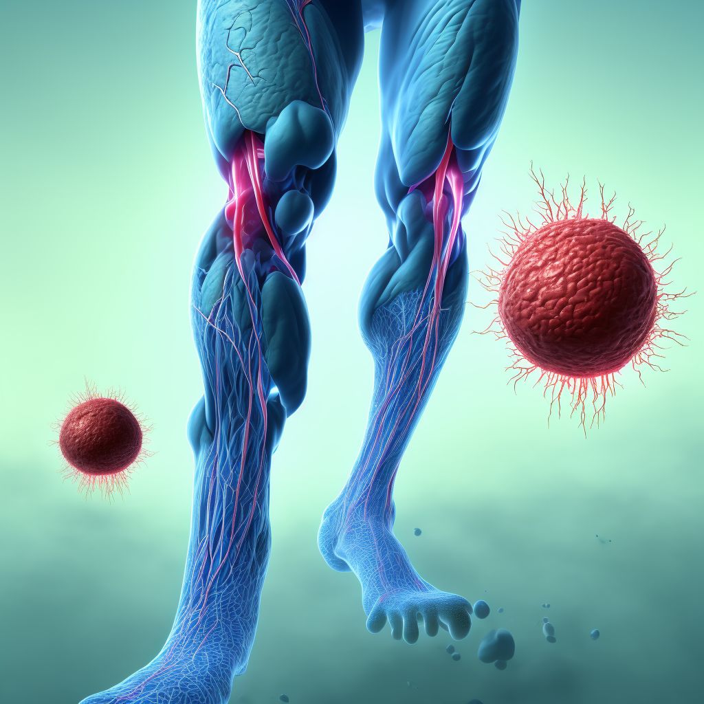 Laceration of other blood vessels at lower leg level, left leg digital illustration