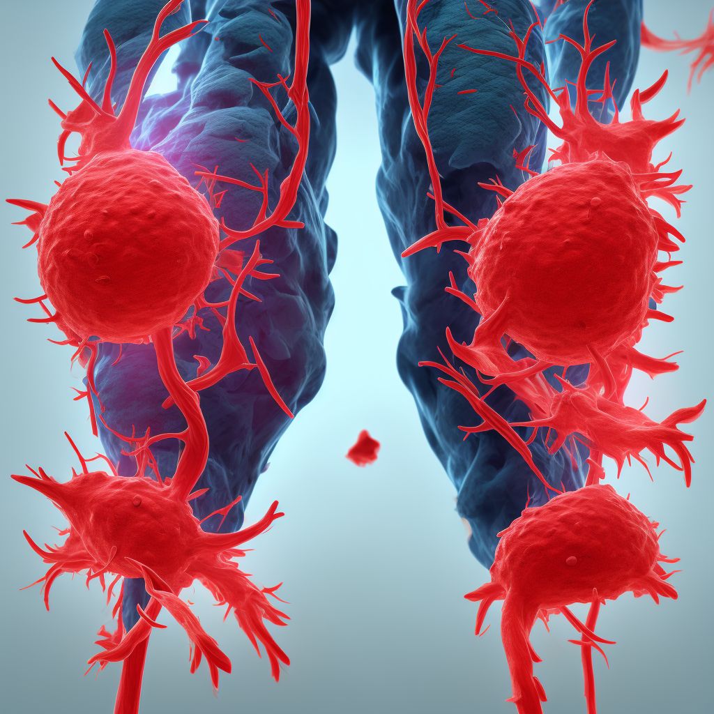 Laceration of unspecified blood vessel at lower leg level, left leg digital illustration