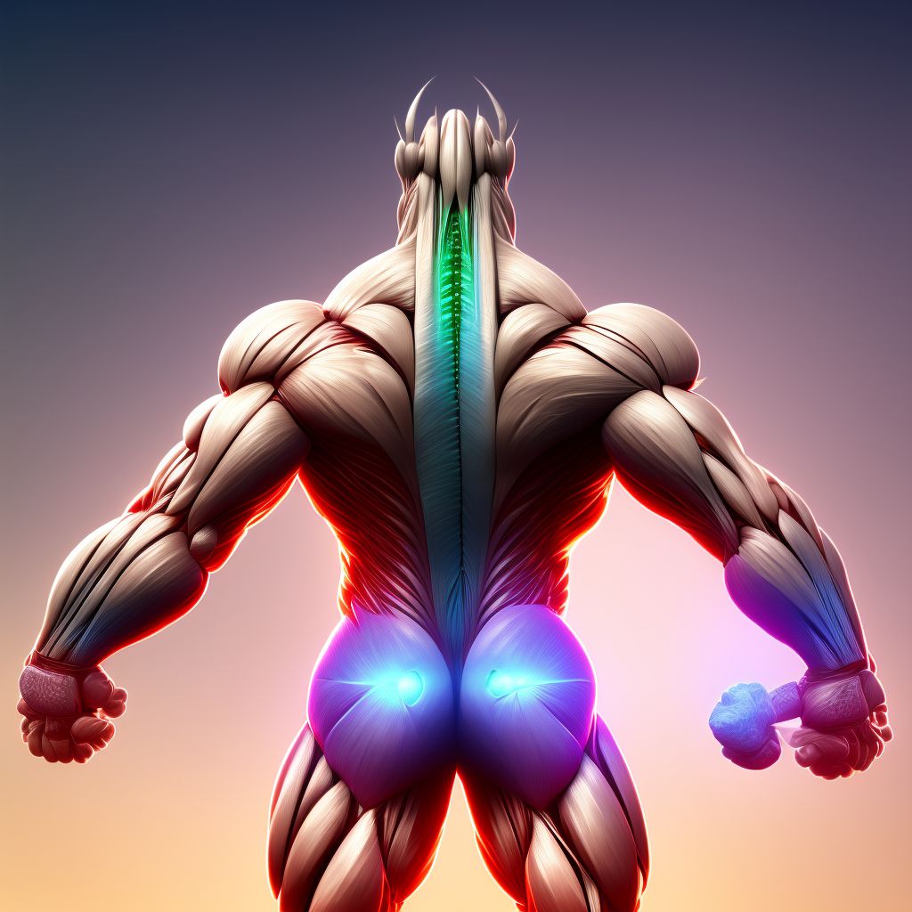 Strain of other muscle(s) and tendon(s) of posterior muscle group at lower leg level, left leg digital illustration