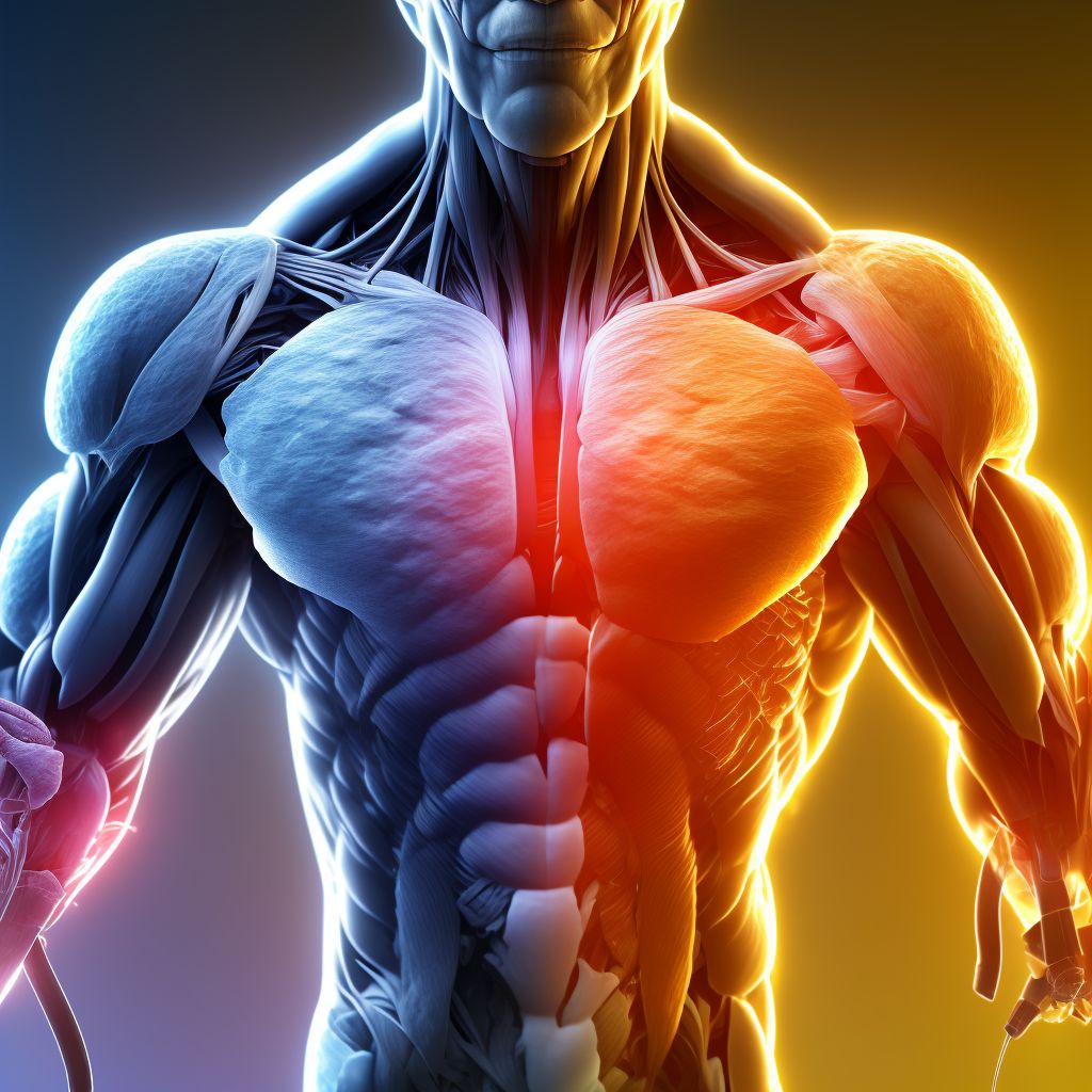 Unspecified injury of muscle(s) and tendon(s) of anterior muscle group at lower leg level, left leg digital illustration