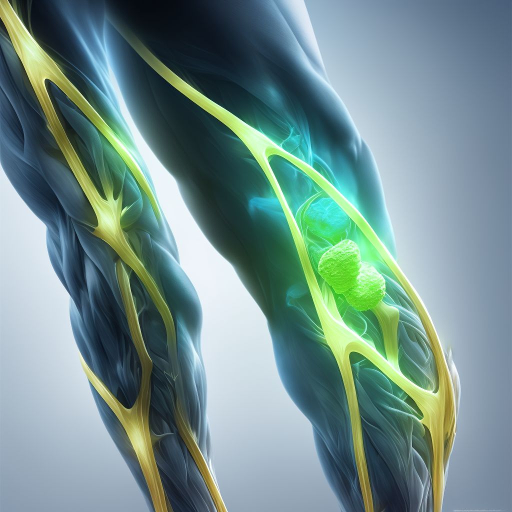 Unspecified injury of muscle(s) and tendon(s) of peroneal muscle group at lower leg level, right leg digital illustration