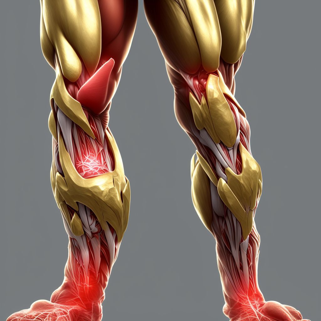 Unspecified injury of muscle(s) and tendon(s) of peroneal muscle group at lower leg level, left leg digital illustration