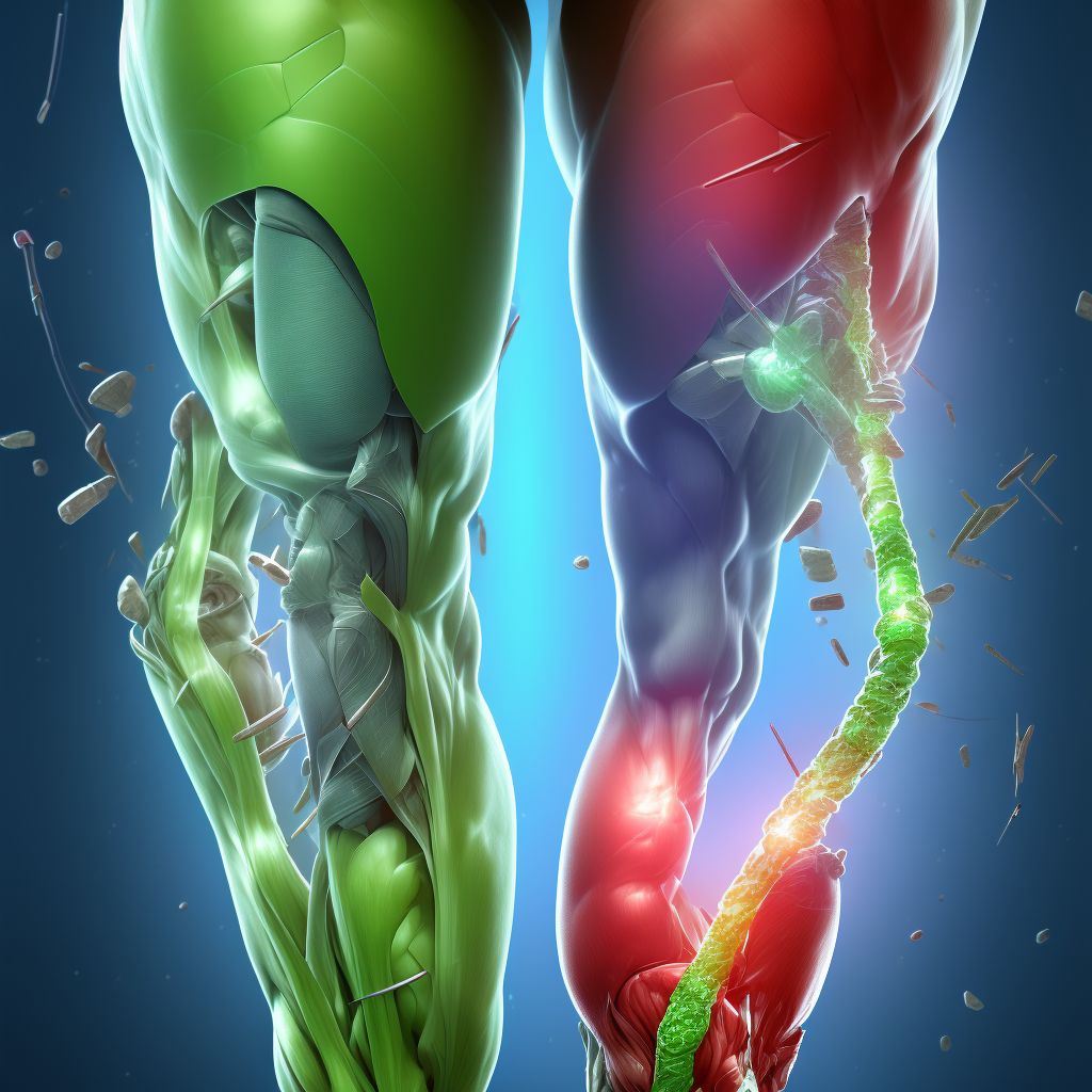 Other injury of muscle(s) and tendon(s) of peroneal muscle group at lower leg level, right leg digital illustration