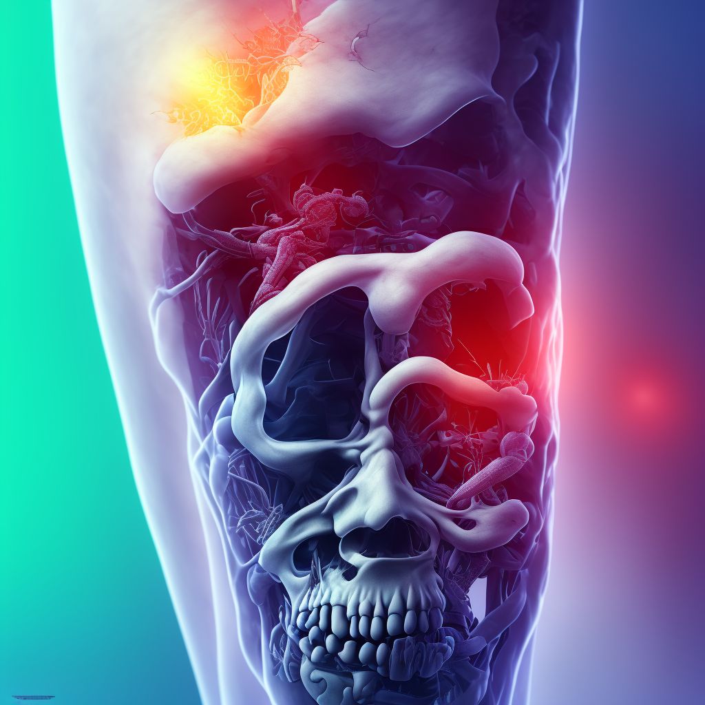 Complete traumatic amputation at level between knee and ankle digital illustration