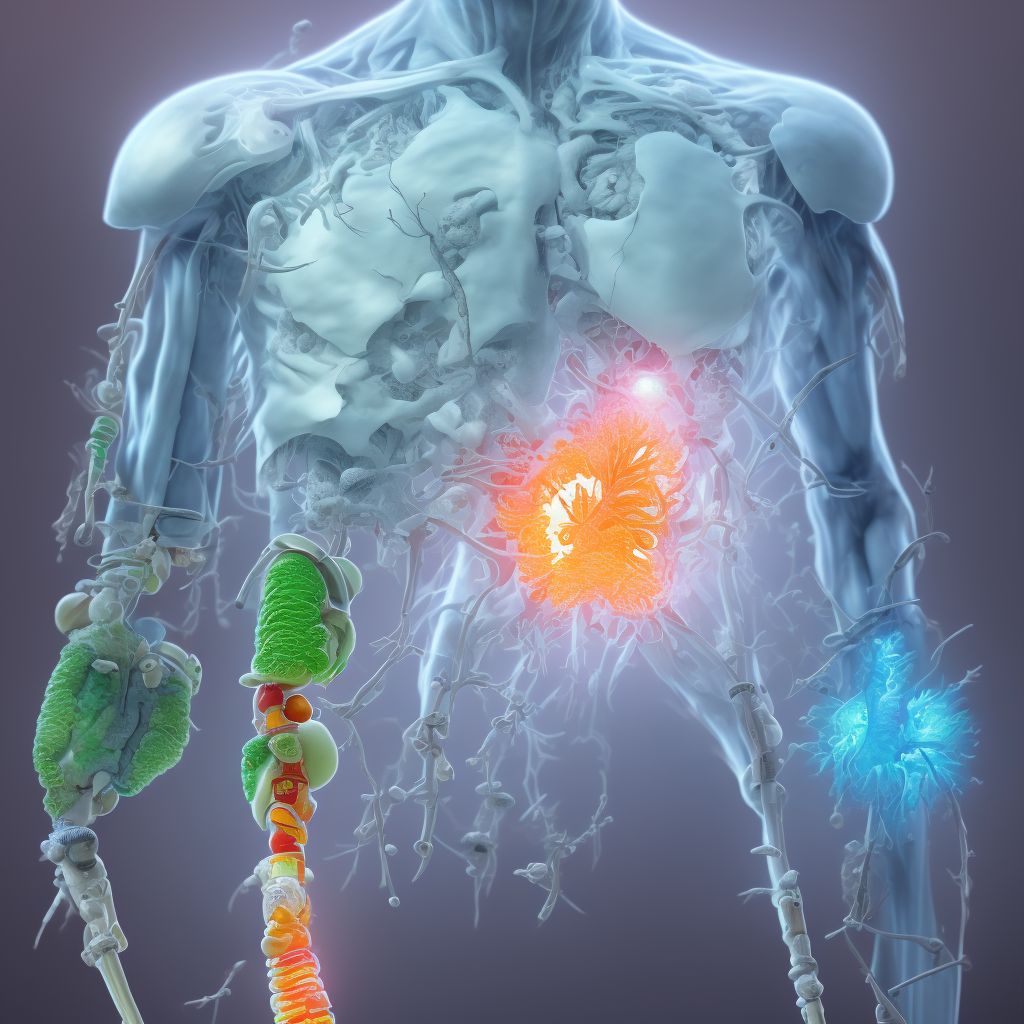 Complete traumatic amputation of right lower leg, level unspecified digital illustration