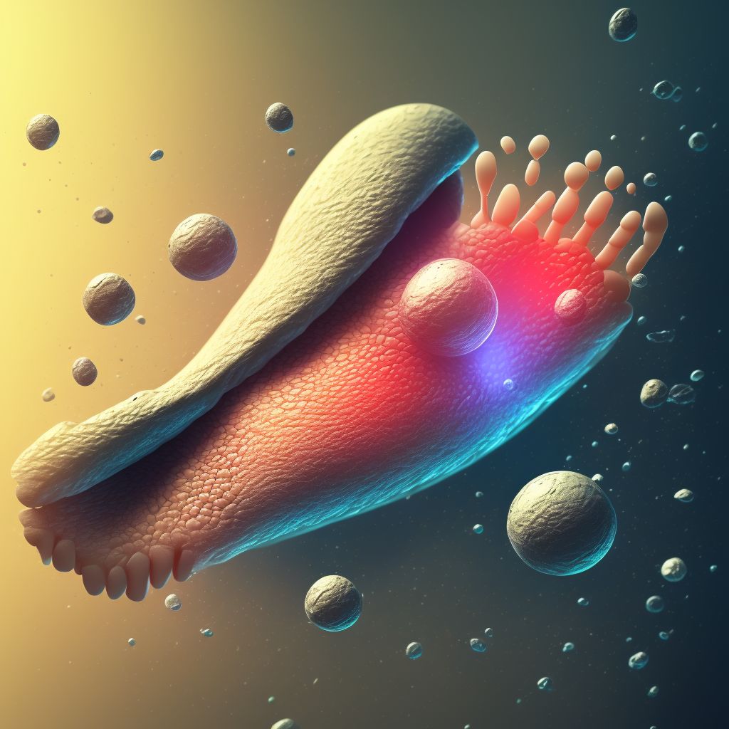 Contusion of right great toe with damage to nail digital illustration