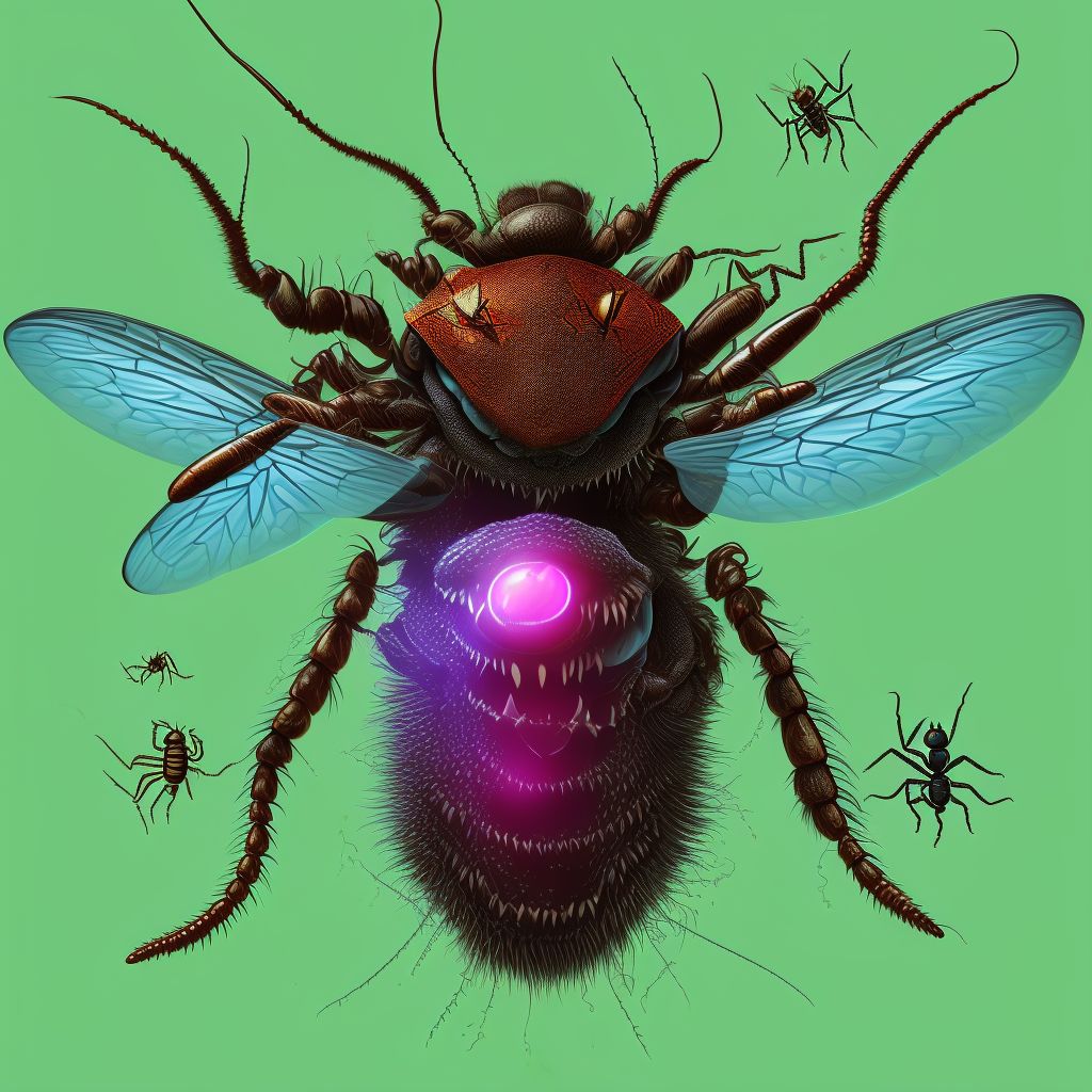 Insect bite (nonvenomous), unspecified ankle digital illustration