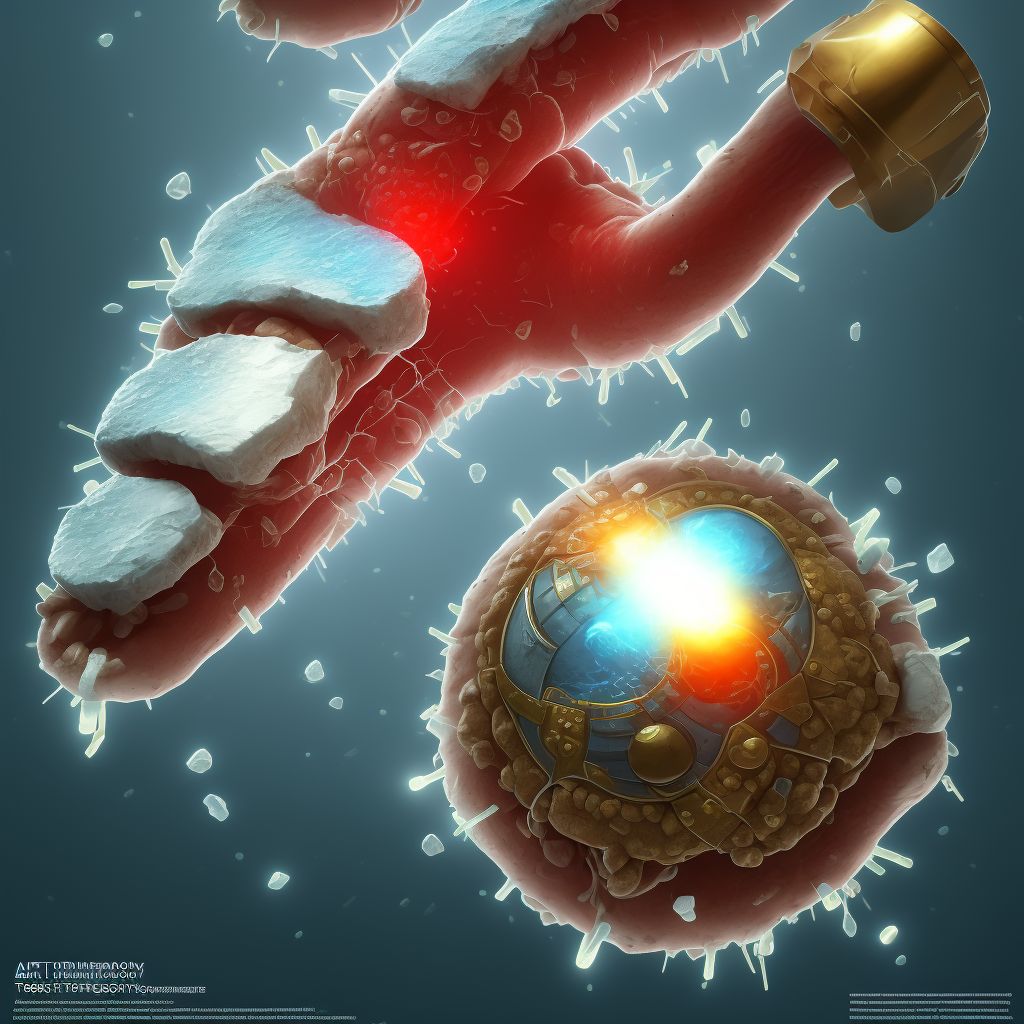 Puncture wound with foreign body of right great toe without damage to nail digital illustration