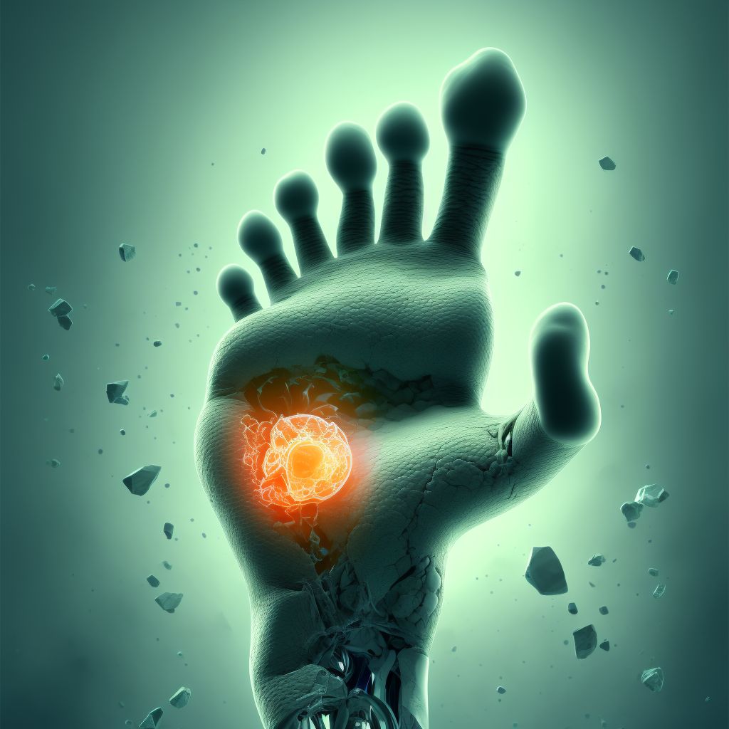 Displaced fracture of navicular [scaphoid] of left foot digital illustration