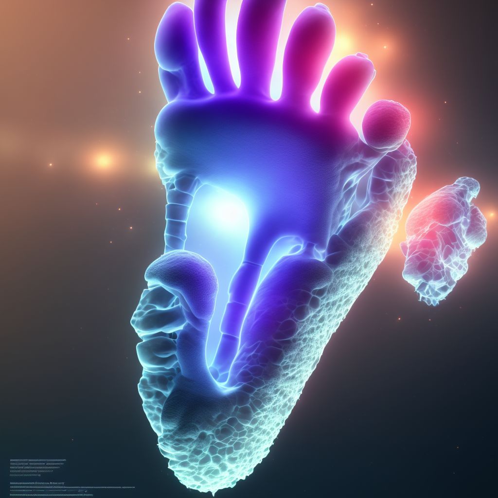 Displaced fracture of third metatarsal bone, right foot digital illustration