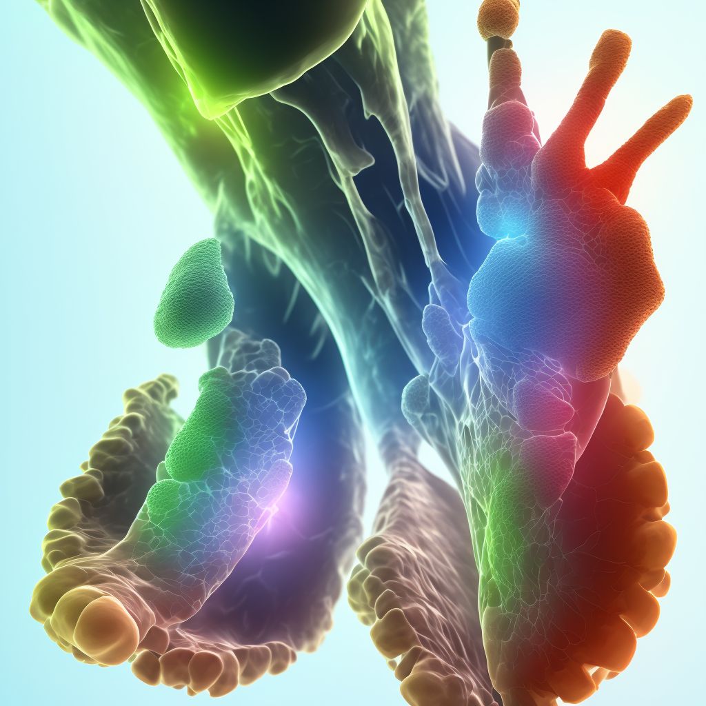 Nondisplaced fracture of third metatarsal bone, left foot digital illustration