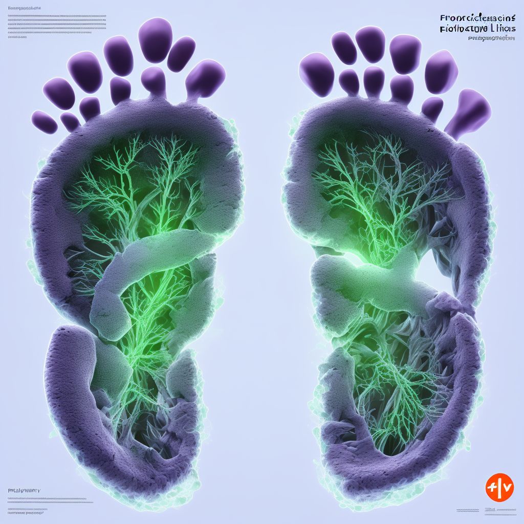 Nondisplaced fracture of proximal phalanx of right lesser toe(s) digital illustration