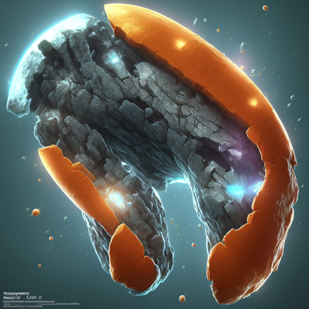 Nondisplaced fracture of middle phalanx of left lesser toe(s) digital illustration