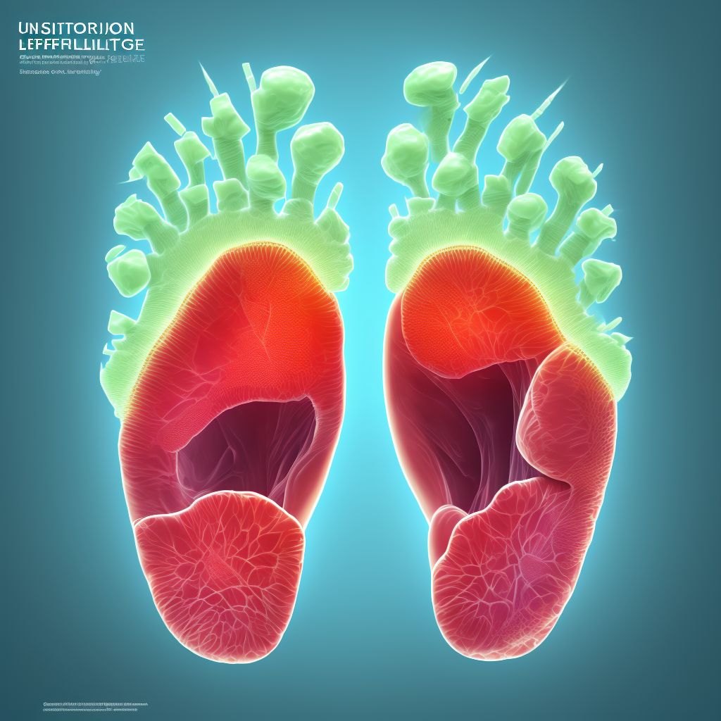 Subluxation of interphalangeal joint of left great toe digital illustration