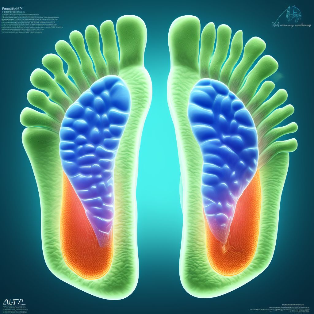 Subluxation of tarsal joint of right foot digital illustration