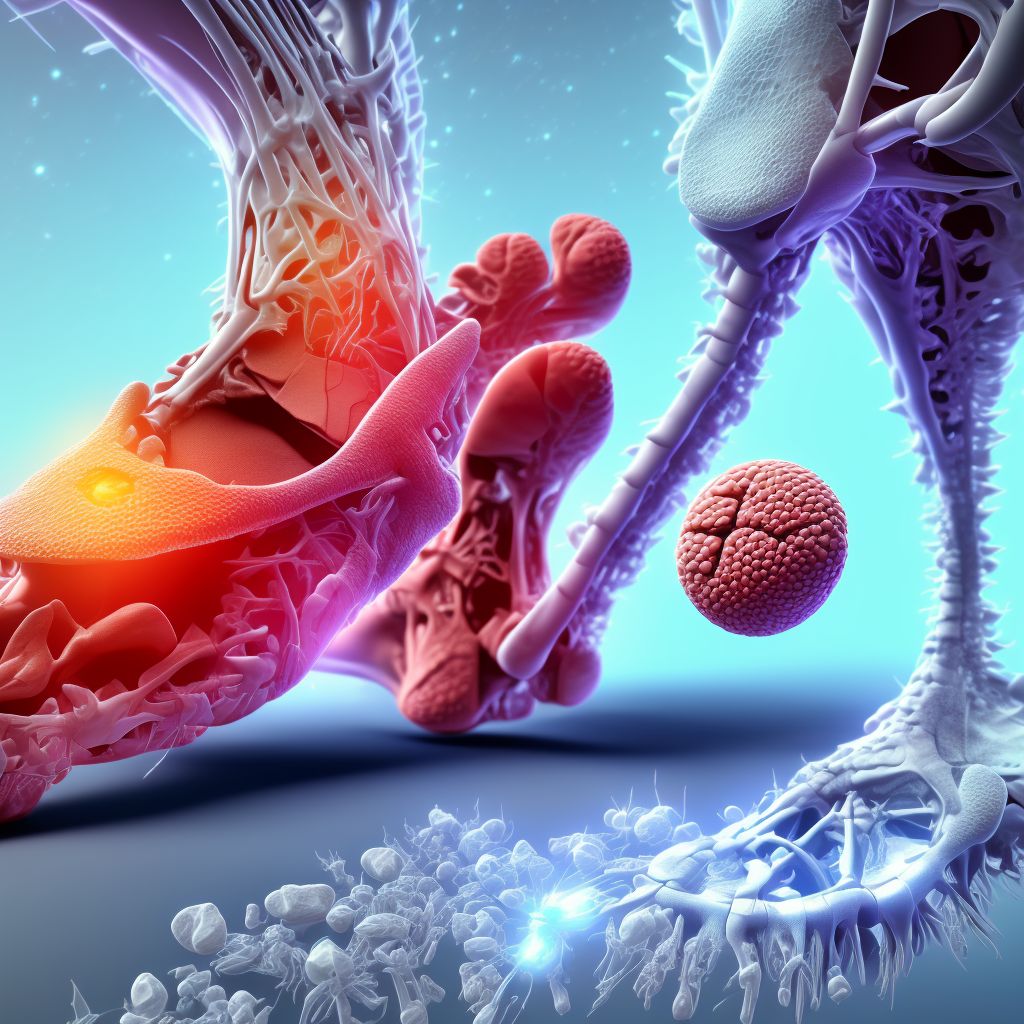 Dislocation of tarsal joint of right foot digital illustration