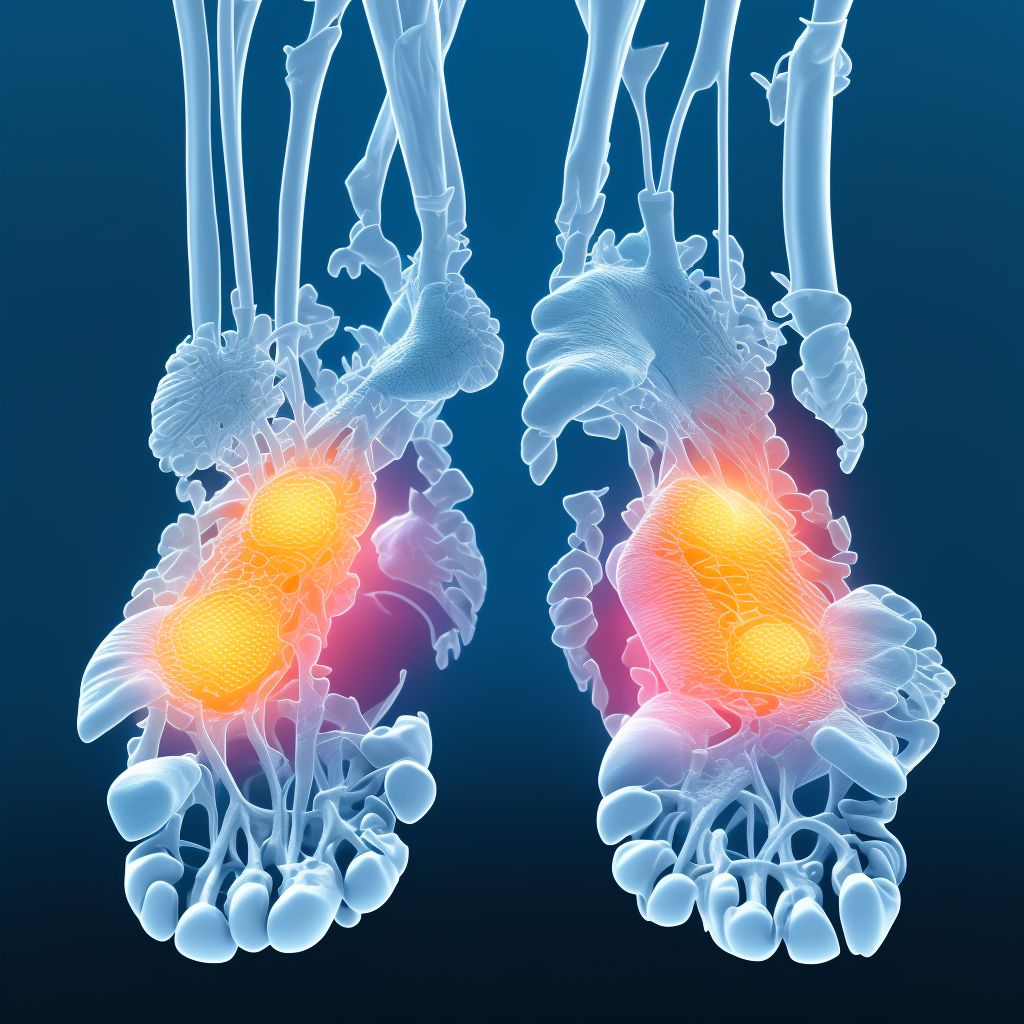 Dislocation of tarsal joint of left foot digital illustration