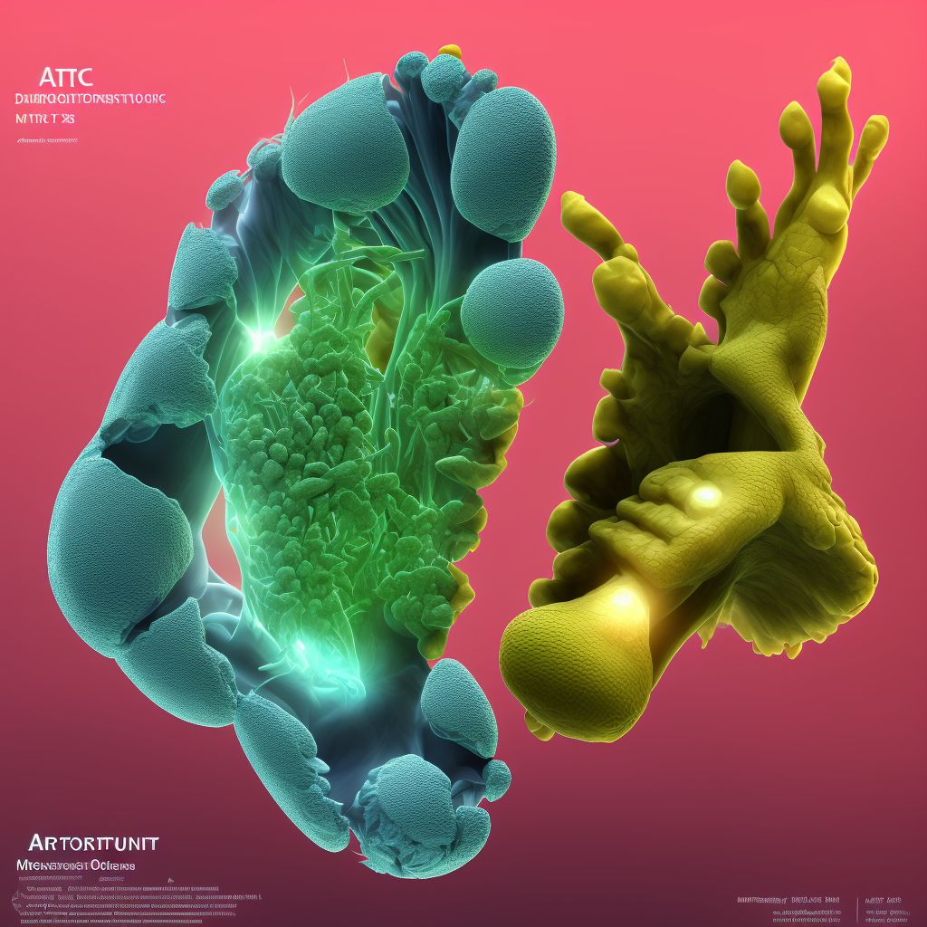 Dislocation of tarsometatarsal joint of right foot digital illustration