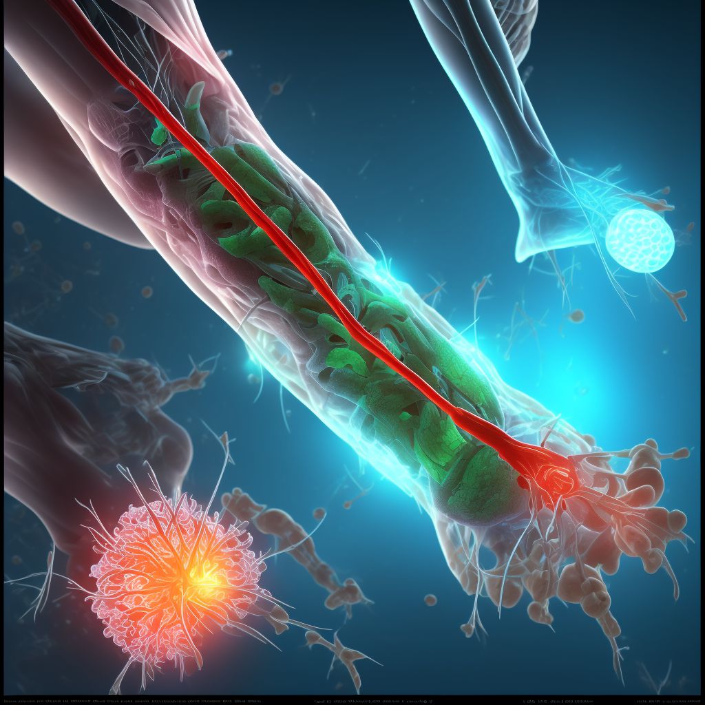 Injury of deep peroneal nerve at ankle and foot level, right leg digital illustration