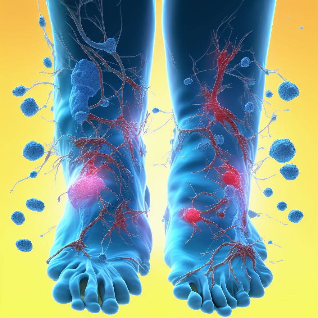 Injury of cutaneous sensory nerve at ankle and foot level, right leg digital illustration