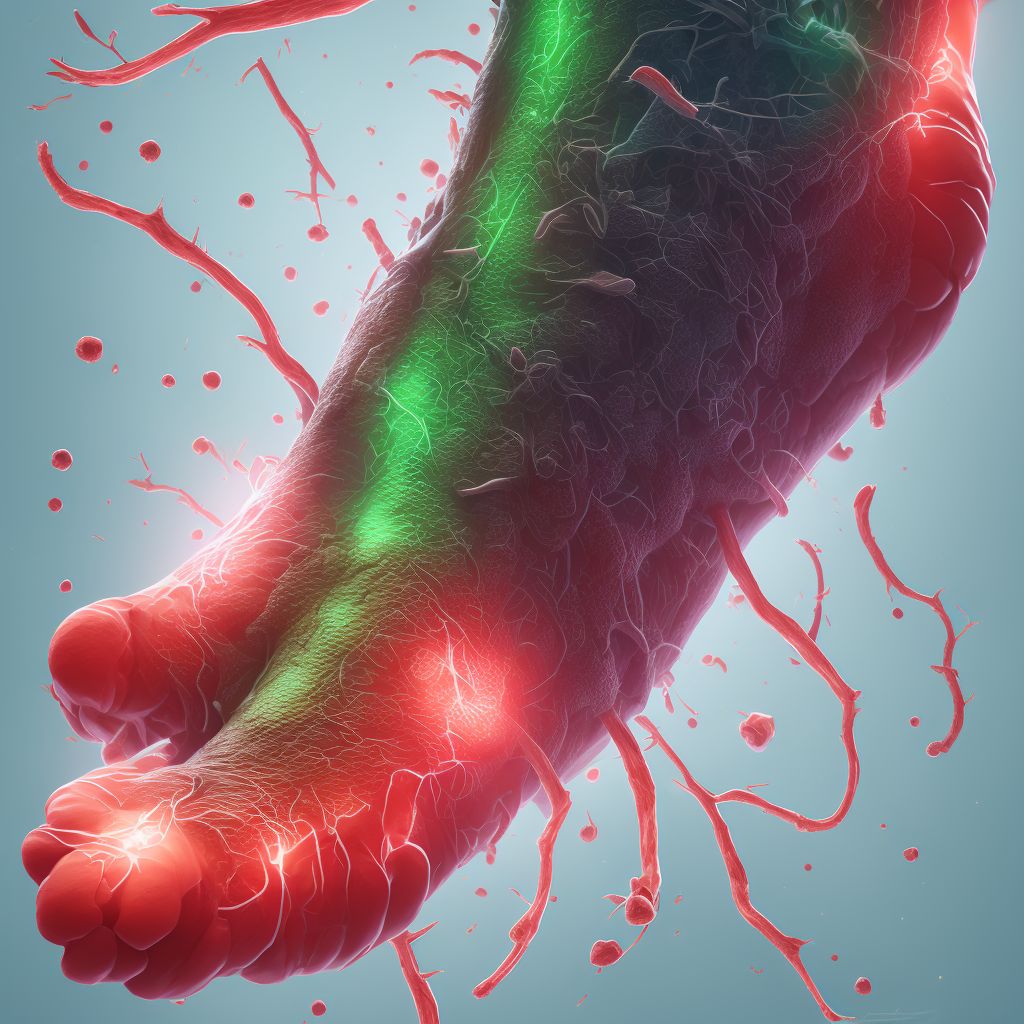 Other specified injury of dorsal artery of left foot digital illustration