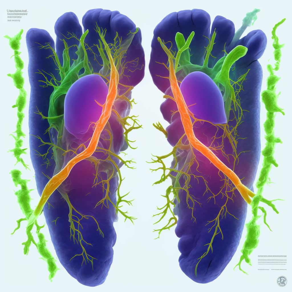 Unspecified injury of dorsal vein of unspecified foot digital illustration