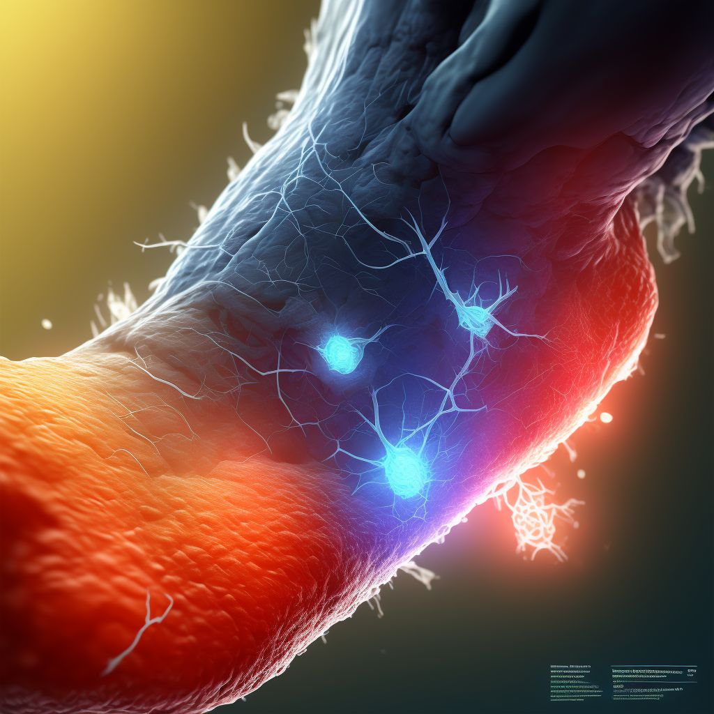 Laceration of dorsal vein of right foot digital illustration