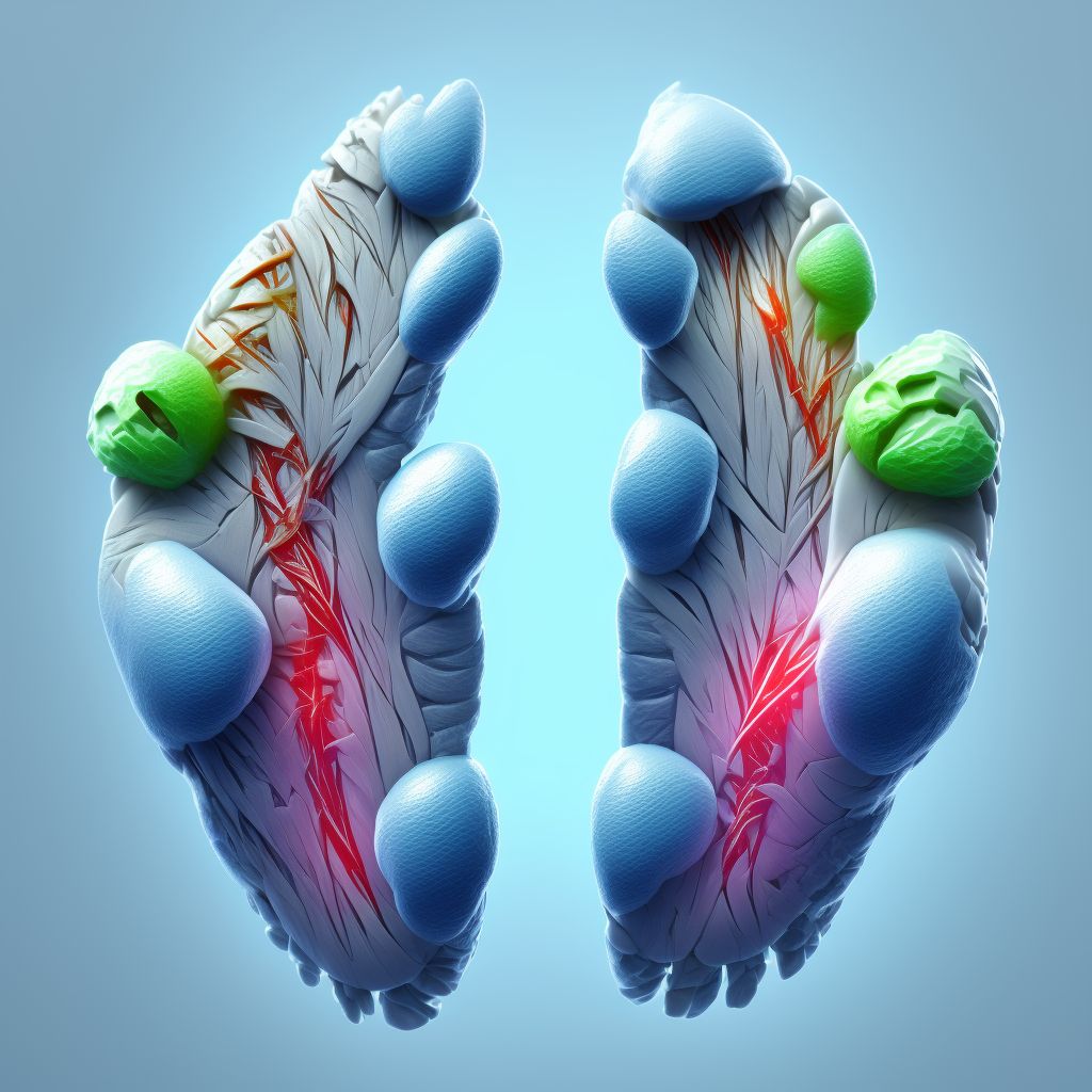 Strain of muscle and tendon of long flexor muscle of toe at ankle and foot level, left foot digital illustration