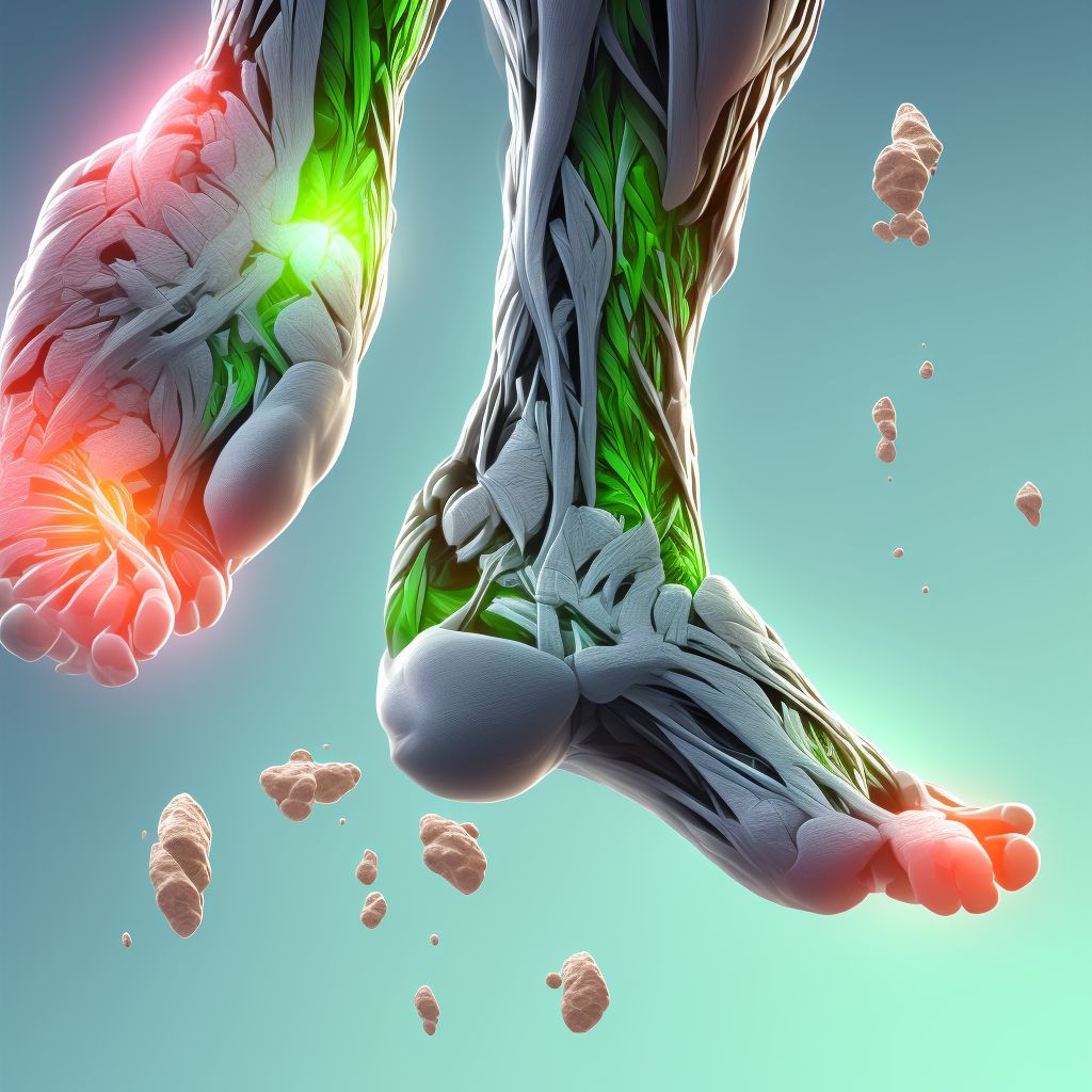 Strain of muscle and tendon of long flexor muscle of toe at ankle and foot level, unspecified foot digital illustration