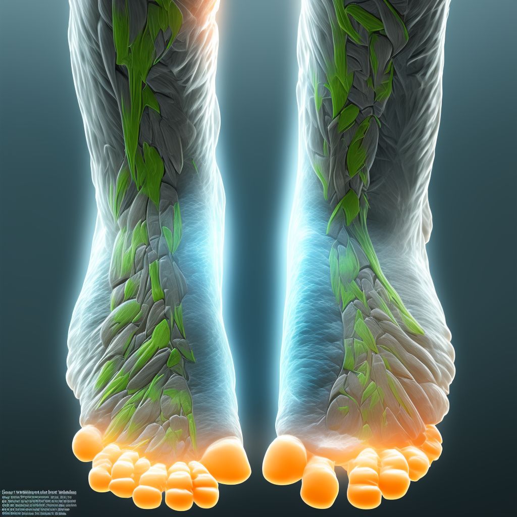 Laceration of muscle and tendon of long flexor muscle of toe at ankle and foot level, unspecified foot digital illustration