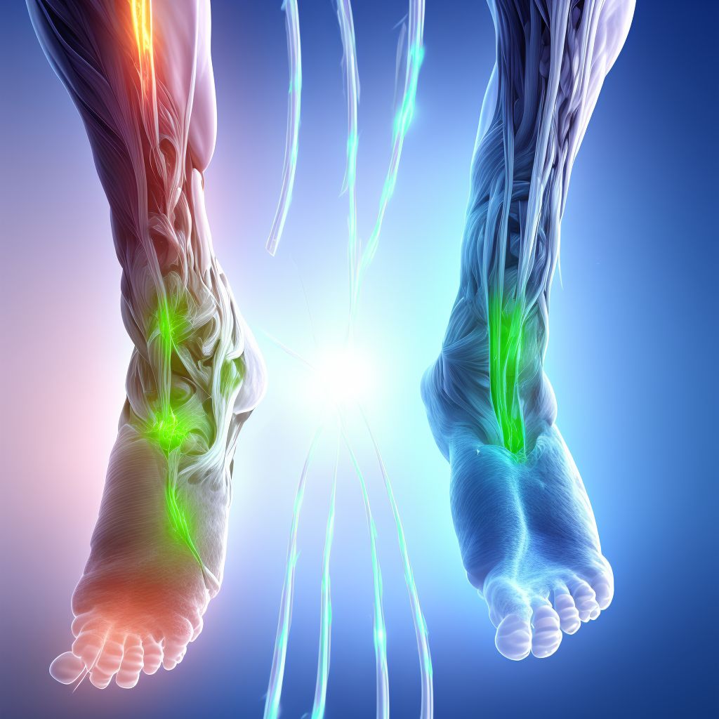 Unspecified injury of muscle and tendon of long extensor muscle of toe at ankle and foot level, unspecified foot digital illustration