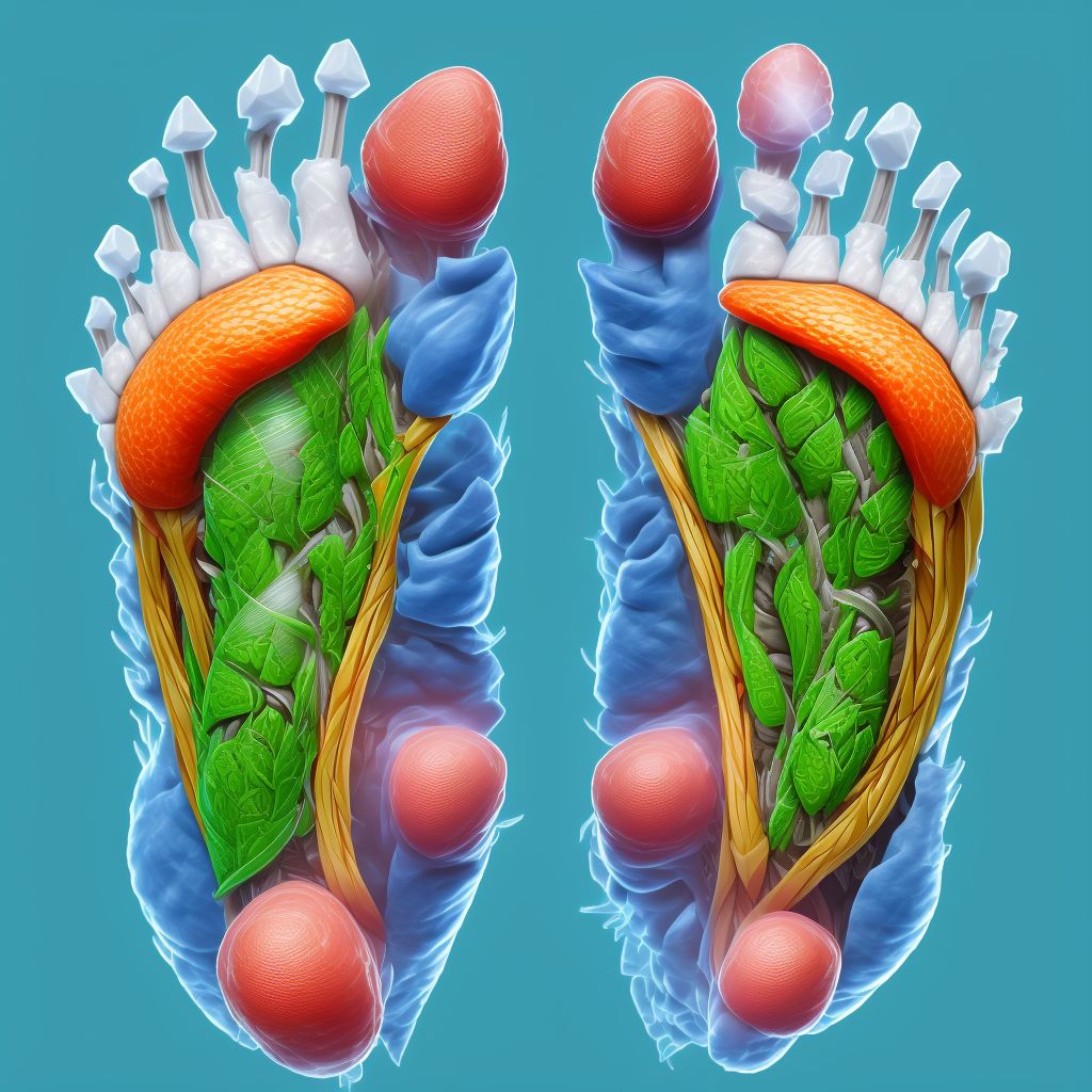 Strain of muscle and tendon of long extensor muscle of toe at ankle and foot level, left foot digital illustration