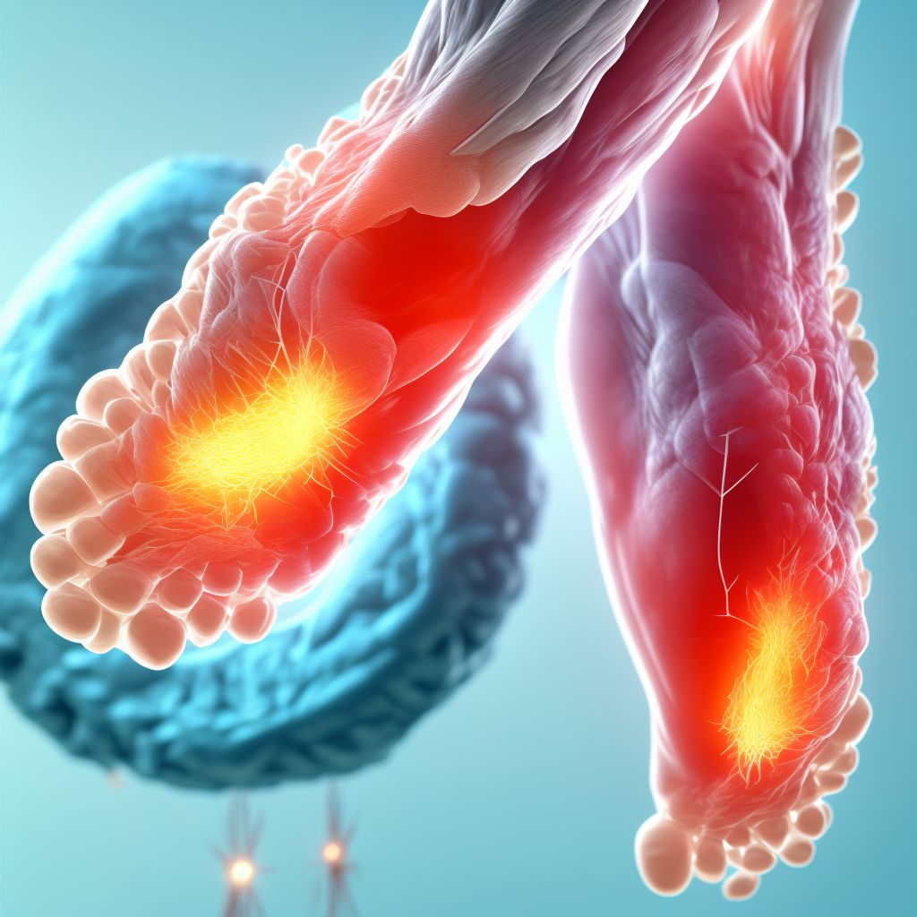 Other specified injury of muscle and tendon of long extensor muscle of toe at ankle and foot level, left foot digital illustration