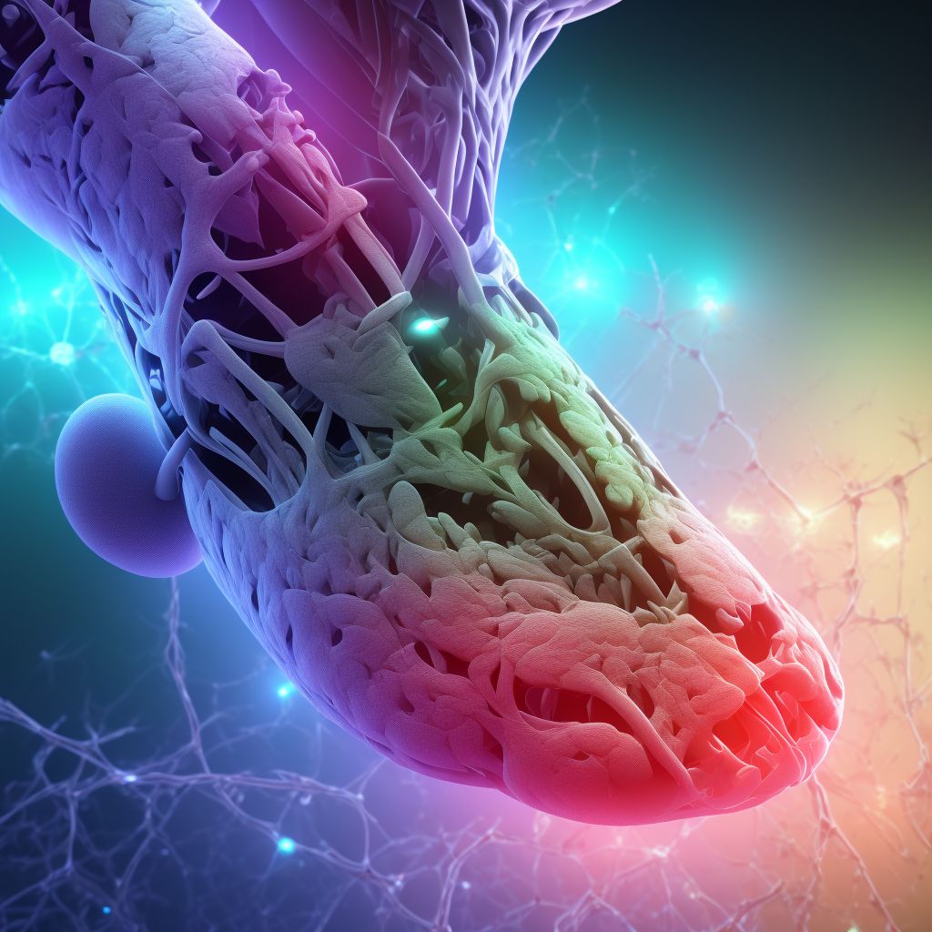 Strain of intrinsic muscle and tendon at ankle and foot level, left foot digital illustration